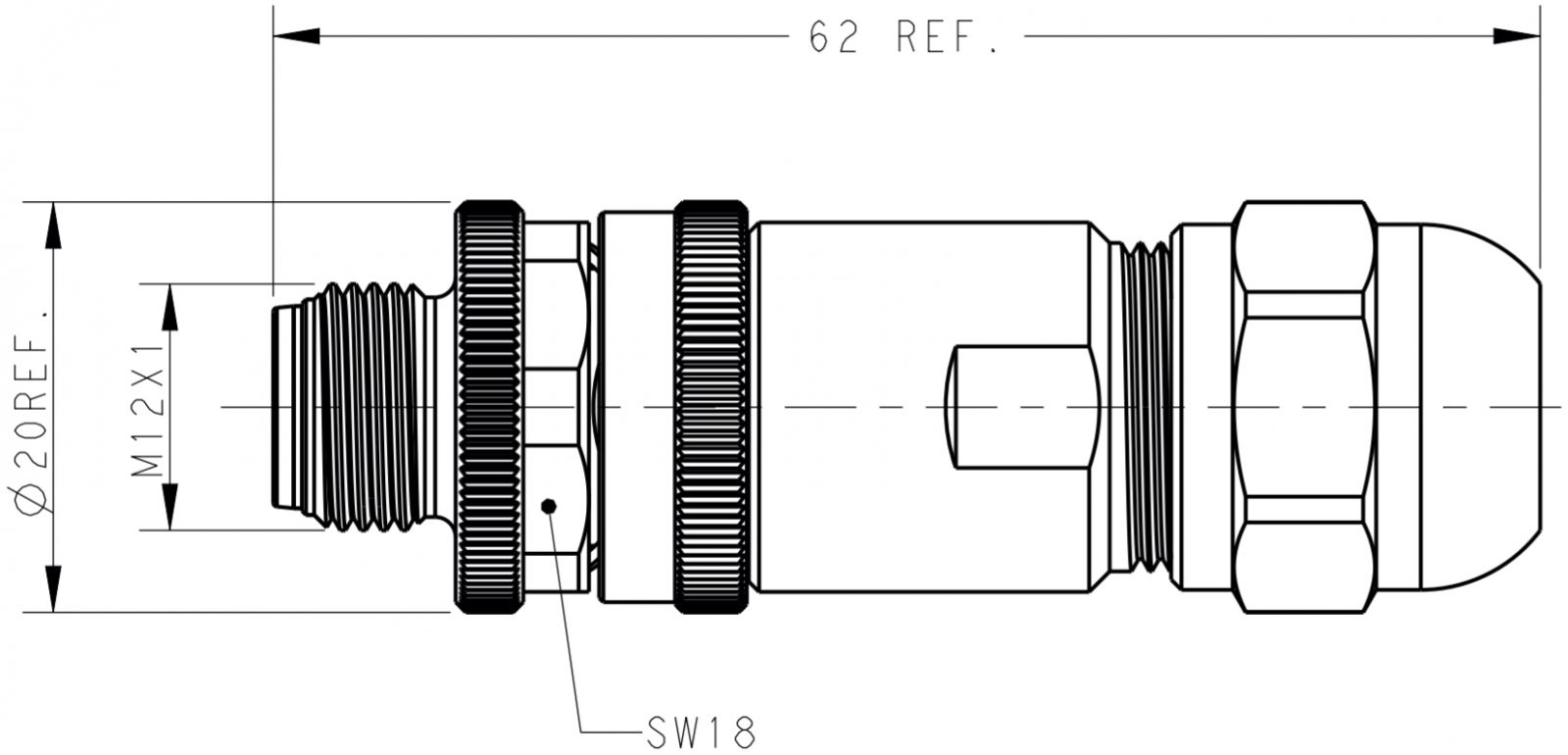 מחבר קונקטור לסנסורים זכר להלחמה לכבל TE CONNECTIVITY M12 T4111011041-000